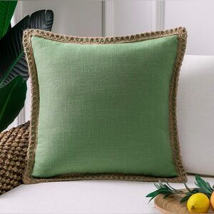 PHANTOSCOPE Boho Woven Throw Pillow Cover, Sage Green With Burlap Edge
#1028248A